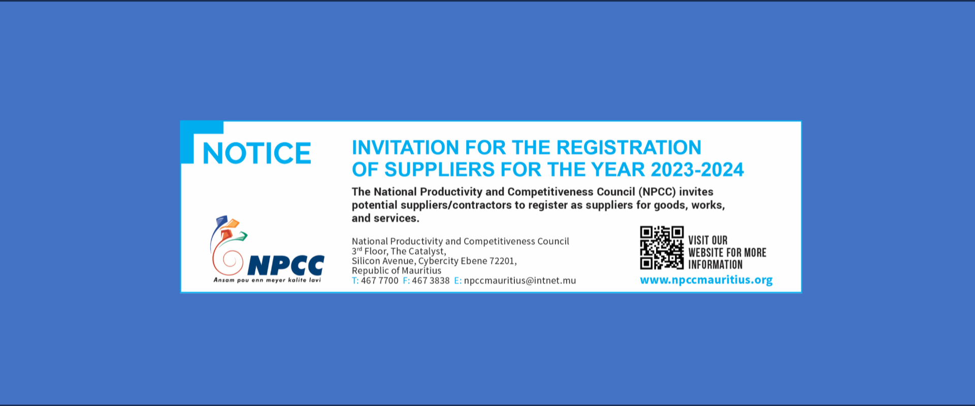Invitation for the registration of suppliers 2232224